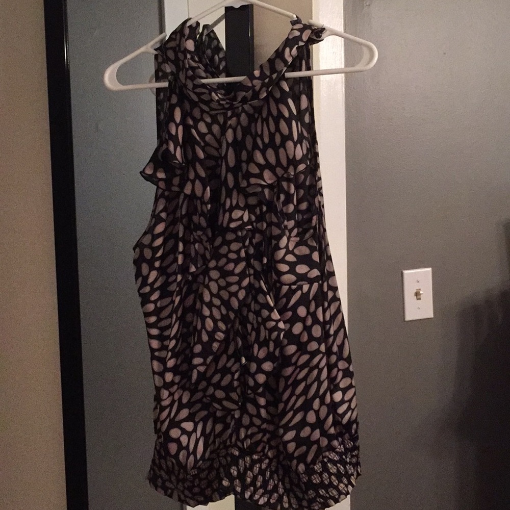 High Neck Blouse with Elastic Waist Hem